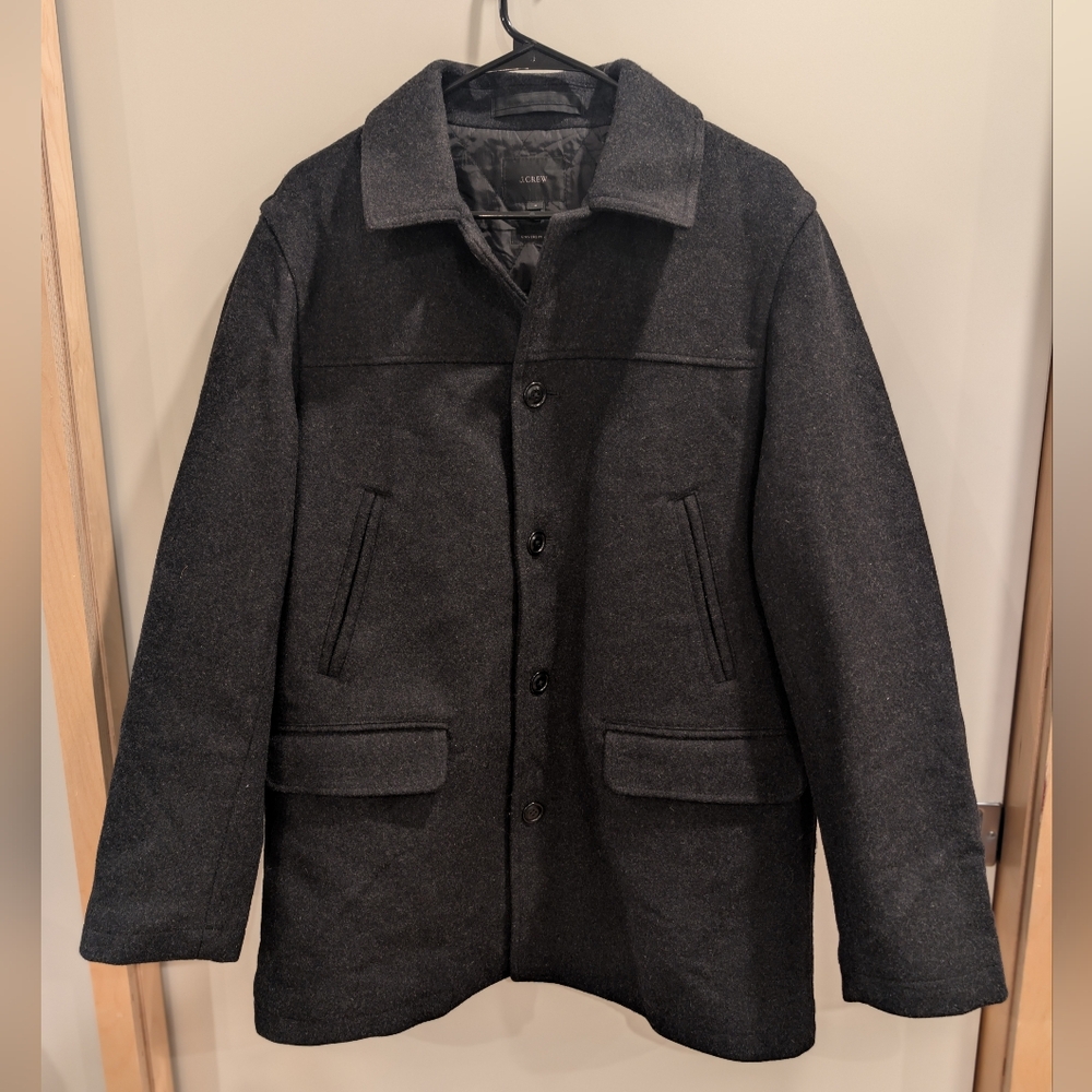 J. Crew Men's Black Wool 6-Pocket University Jacket Size M